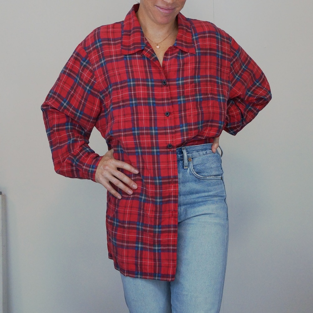 Silk plaid shirt